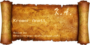 Kremer Anett névjegykártya